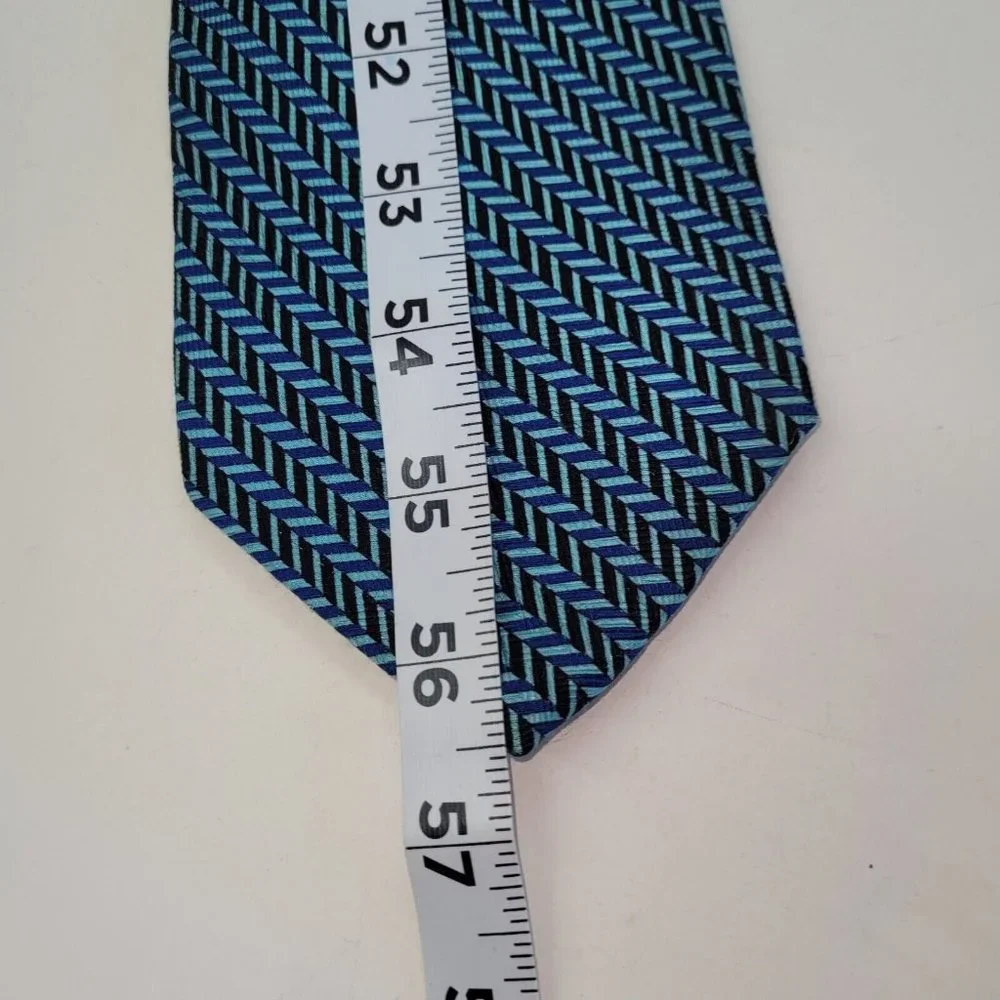 Cable & Co Mens Silk Neck Tie‎ Blue/Black Print Made in Italy
